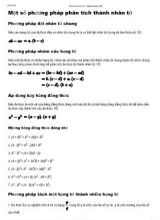 Toán 8 - Một số phương pháp phân tích thành nhân tử